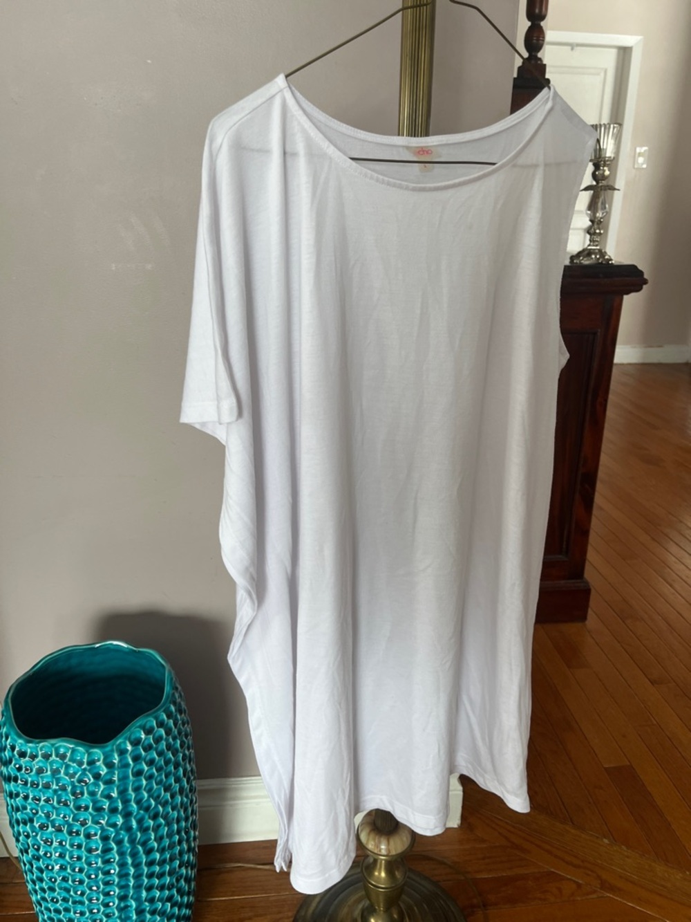 Echo White Oversized Scoop Neck Swim Coverup
